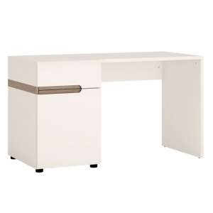 Cheya High Gloss Dressing Table In White And Truffle Oak